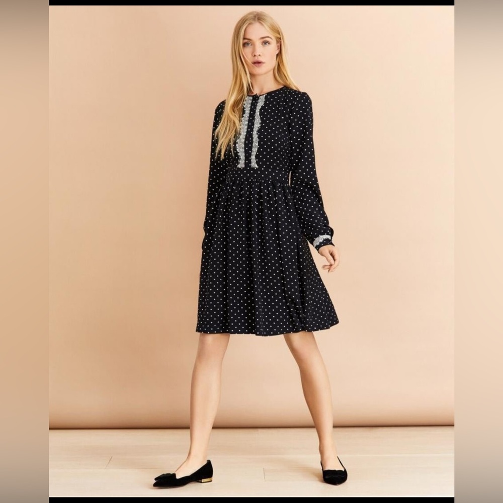 Sold Brooks Brothers Red Fleece Lace Trimmed Polka Dot Dress